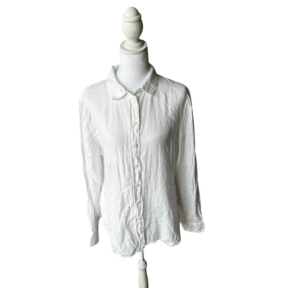 J.Crew Baird McNutt Irish Linen Wren Slim Fit Button Up Shirt White Size 10